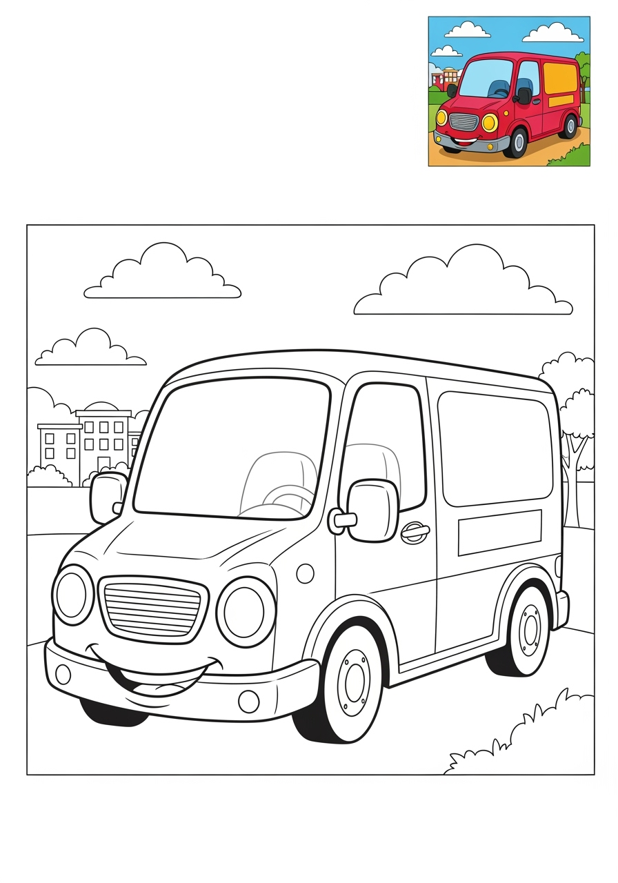medium vehicles Cars & Trucks van kids coloring page 0