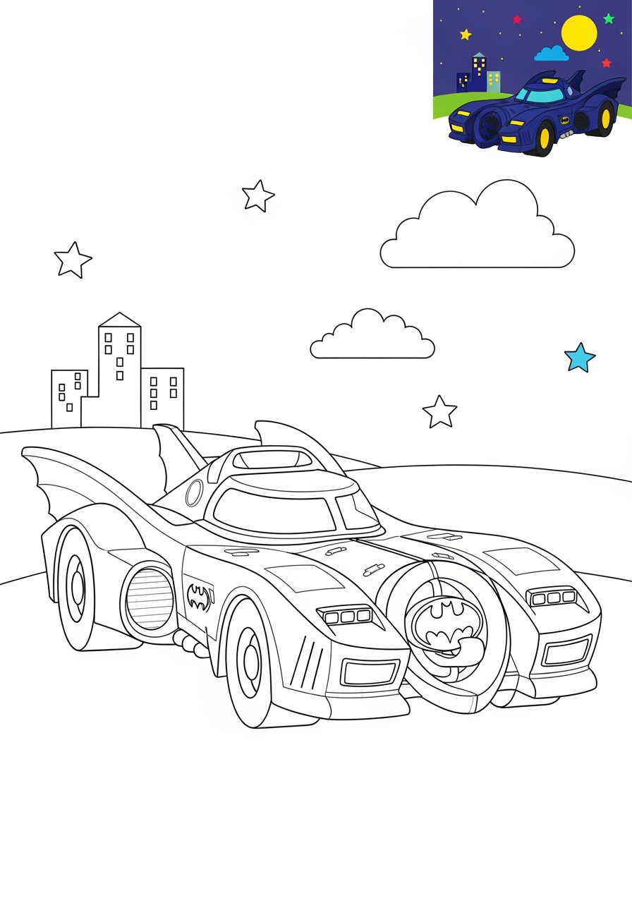 medium vehicles Fantasy Vehicles batmobile kids coloring page 1