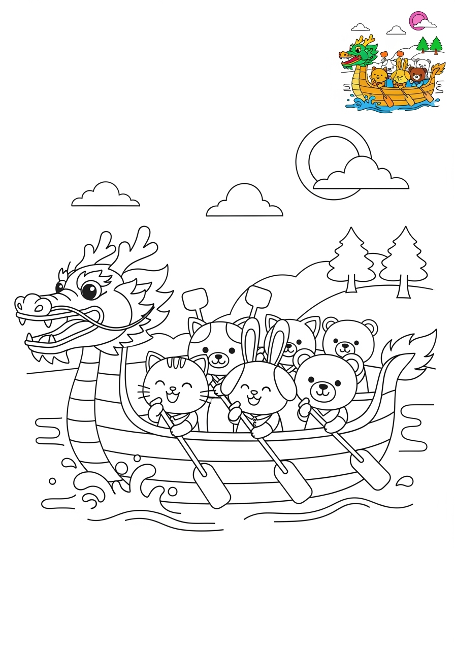 medium vehicles Fantasy Vehicles dragon boat kids coloring page 1