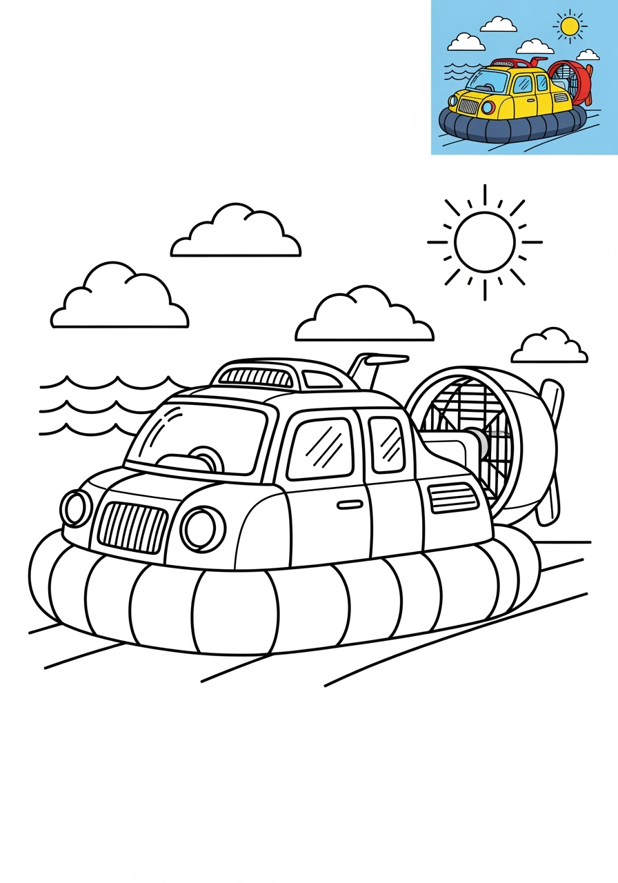 medium vehicles Fantasy Vehicles hovercraft kids coloring page 0