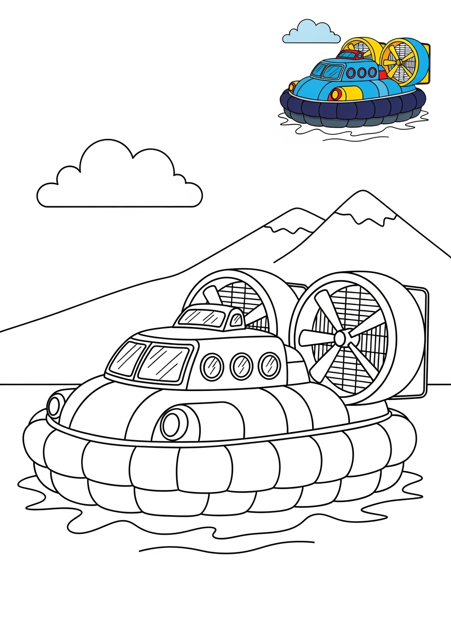 medium vehicles Fantasy Vehicles hovercraft kids coloring page 1