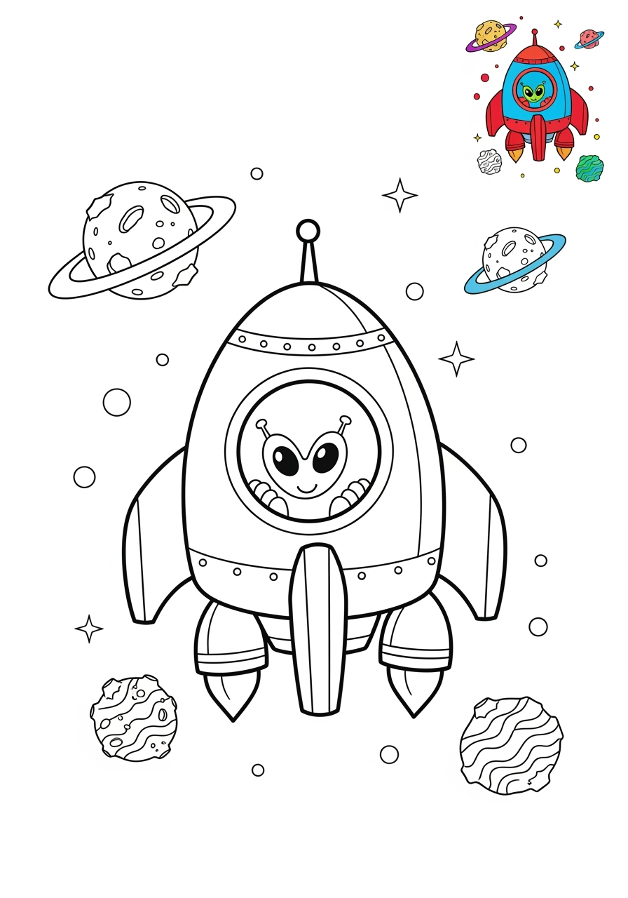 medium vehicles Fantasy Vehicles spaceship kids coloring page 0