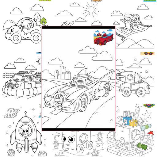 Medium Vehicles Fantasy Vehicles Coloring Sheets Collections Thumbnail