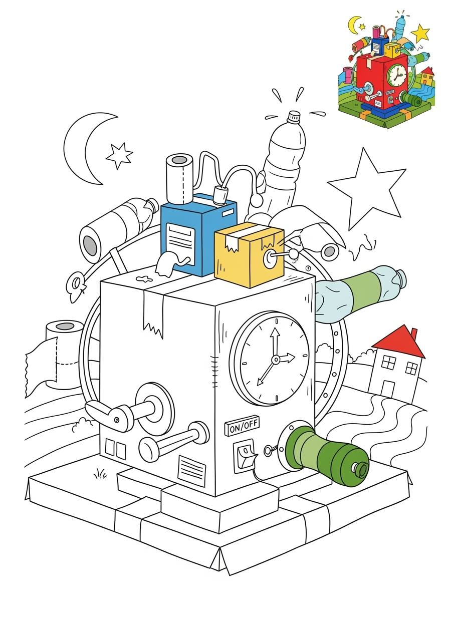 medium vehicles Fantasy Vehicles time machine kids coloring page 0