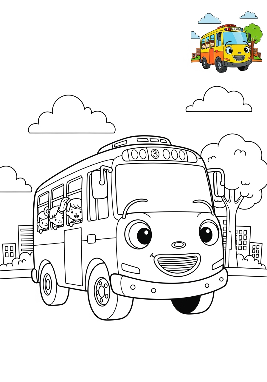 medium vehicles Public Transport bus kids coloring page 0