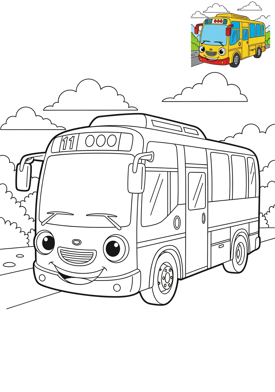 medium vehicles Public Transport coach bus kids coloring page 0