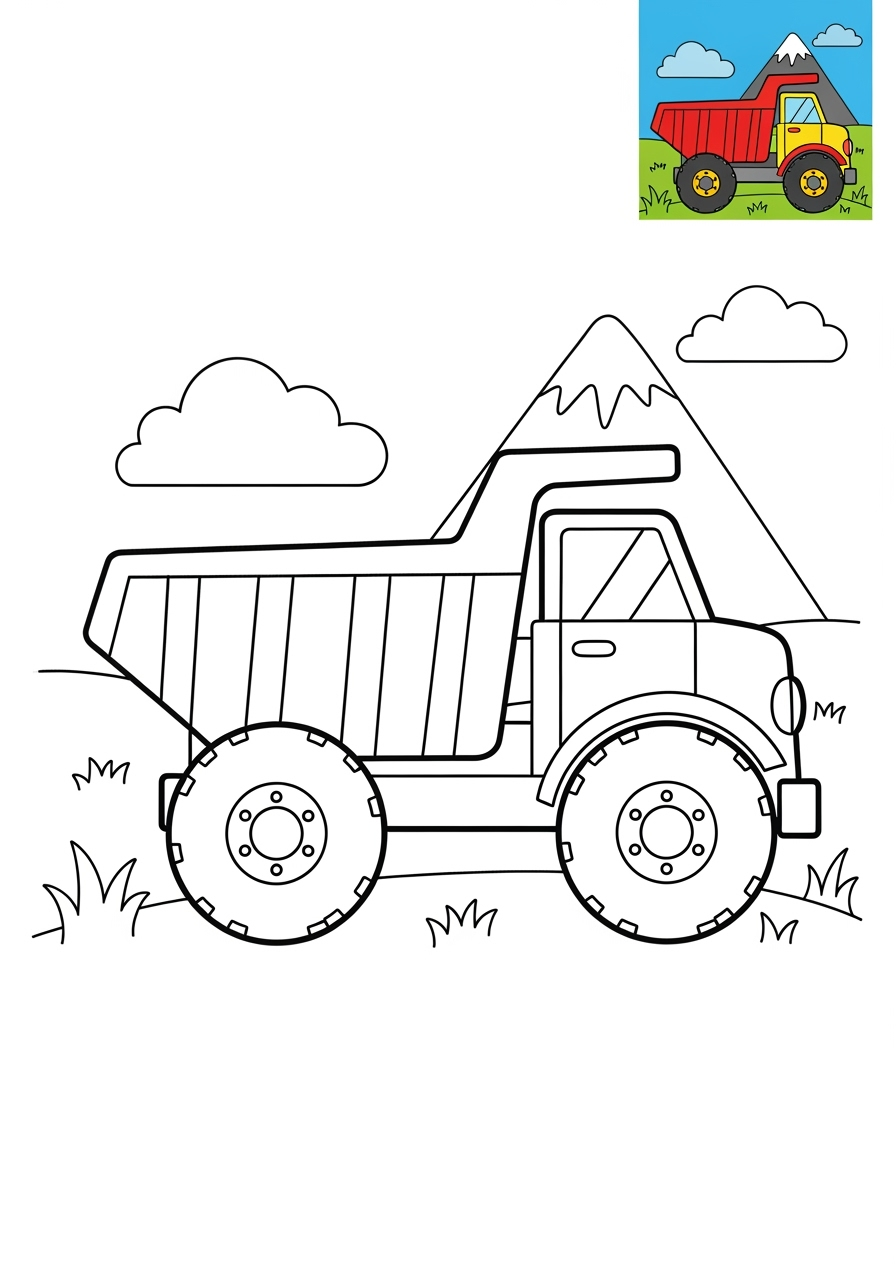 medium vehicles Construction Vehicles dump truck kids coloring page 1