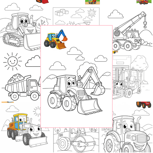 Medium Vehicles Construction Vehicles Coloring Sheets Collections Thumbnail