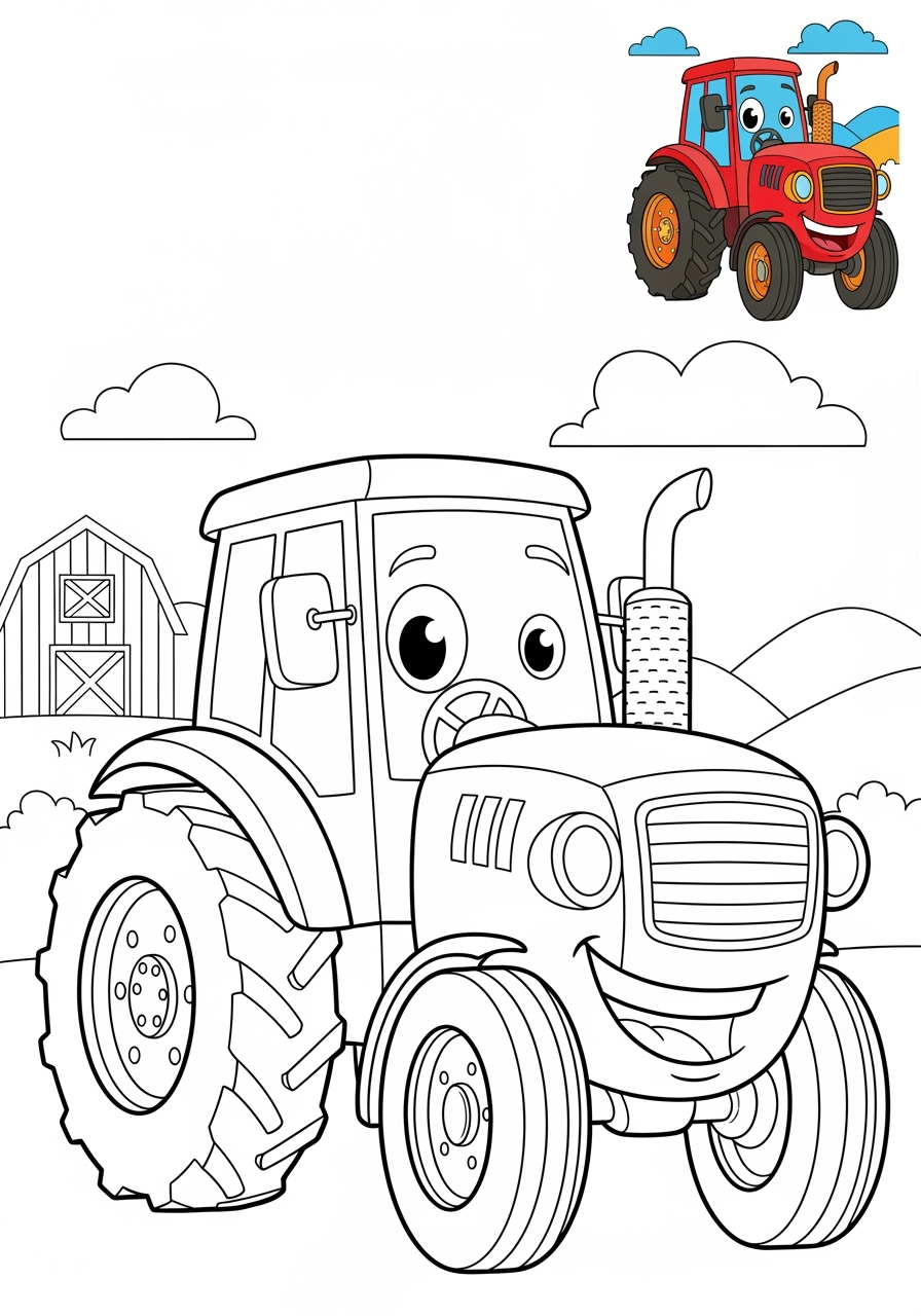medium vehicles Construction Vehicles tractor kids coloring page 0