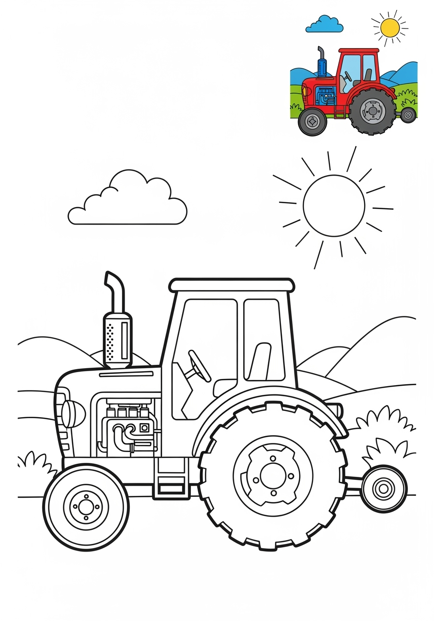 medium vehicles Construction Vehicles tractor kids coloring page 1