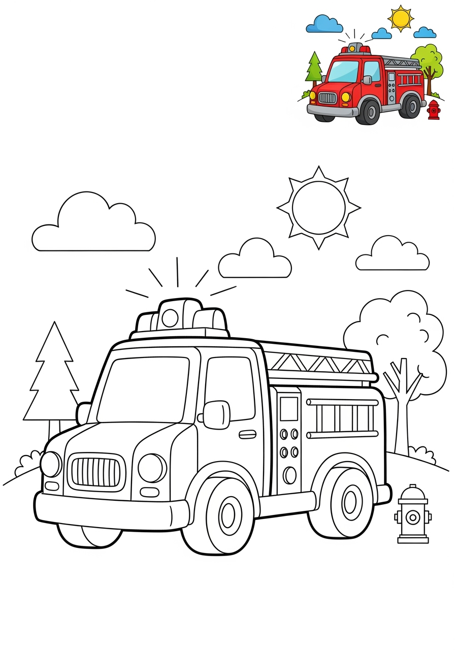 medium vehicles Emergency Vehicles fire chief car kids coloring page 0
