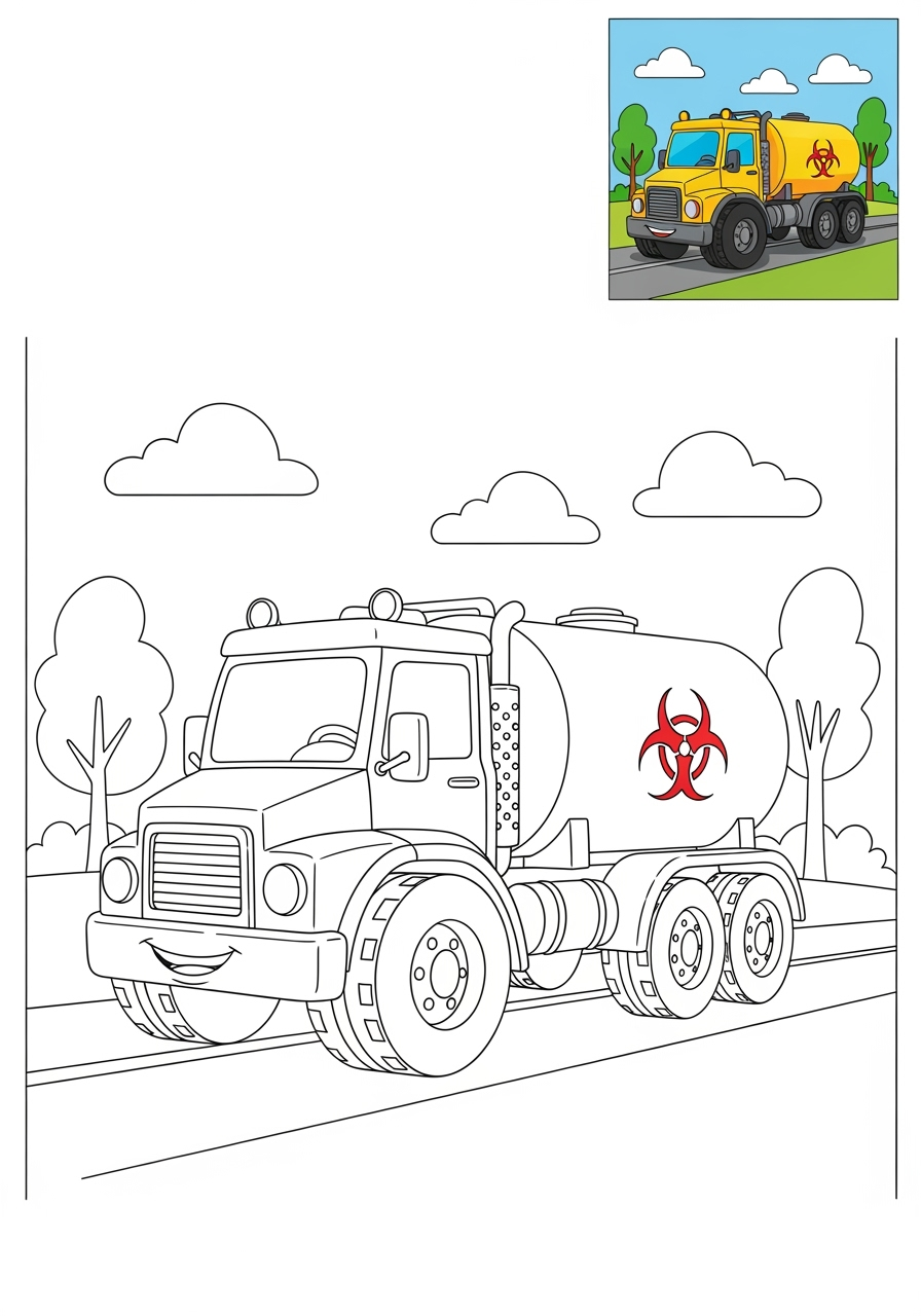 medium vehicles Emergency Vehicles hazmat truck kids coloring page 0