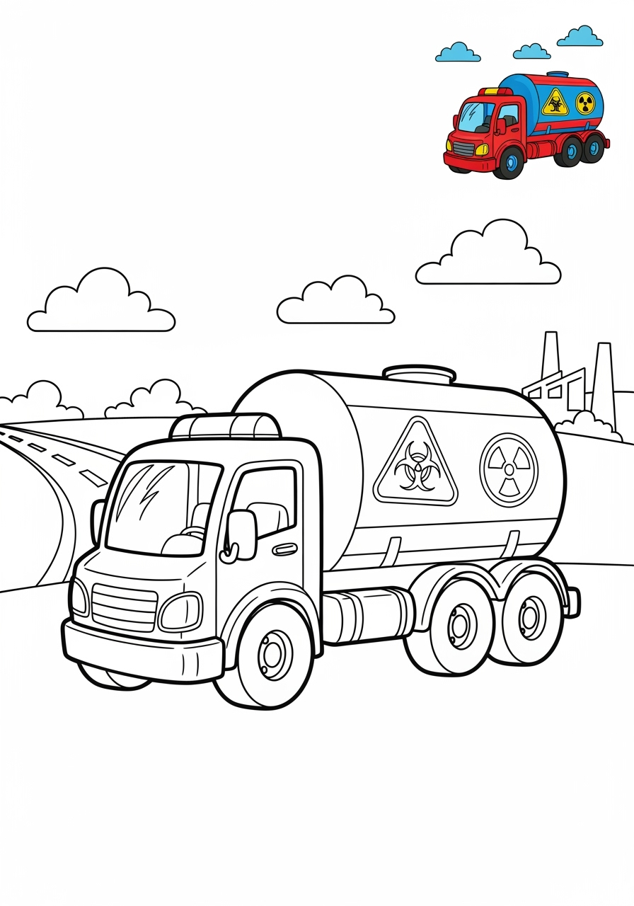 medium vehicles Emergency Vehicles hazmat truck kids coloring page 1