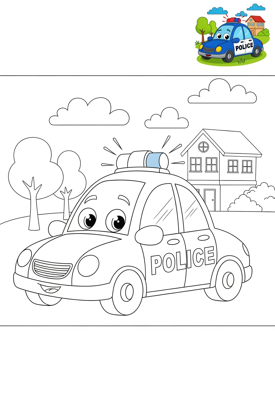 medium vehicles Emergency Vehicles police car kids coloring page 0