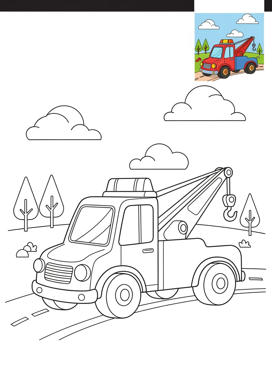 medium vehicles Emergency Vehicles tow truck kids coloring page 0