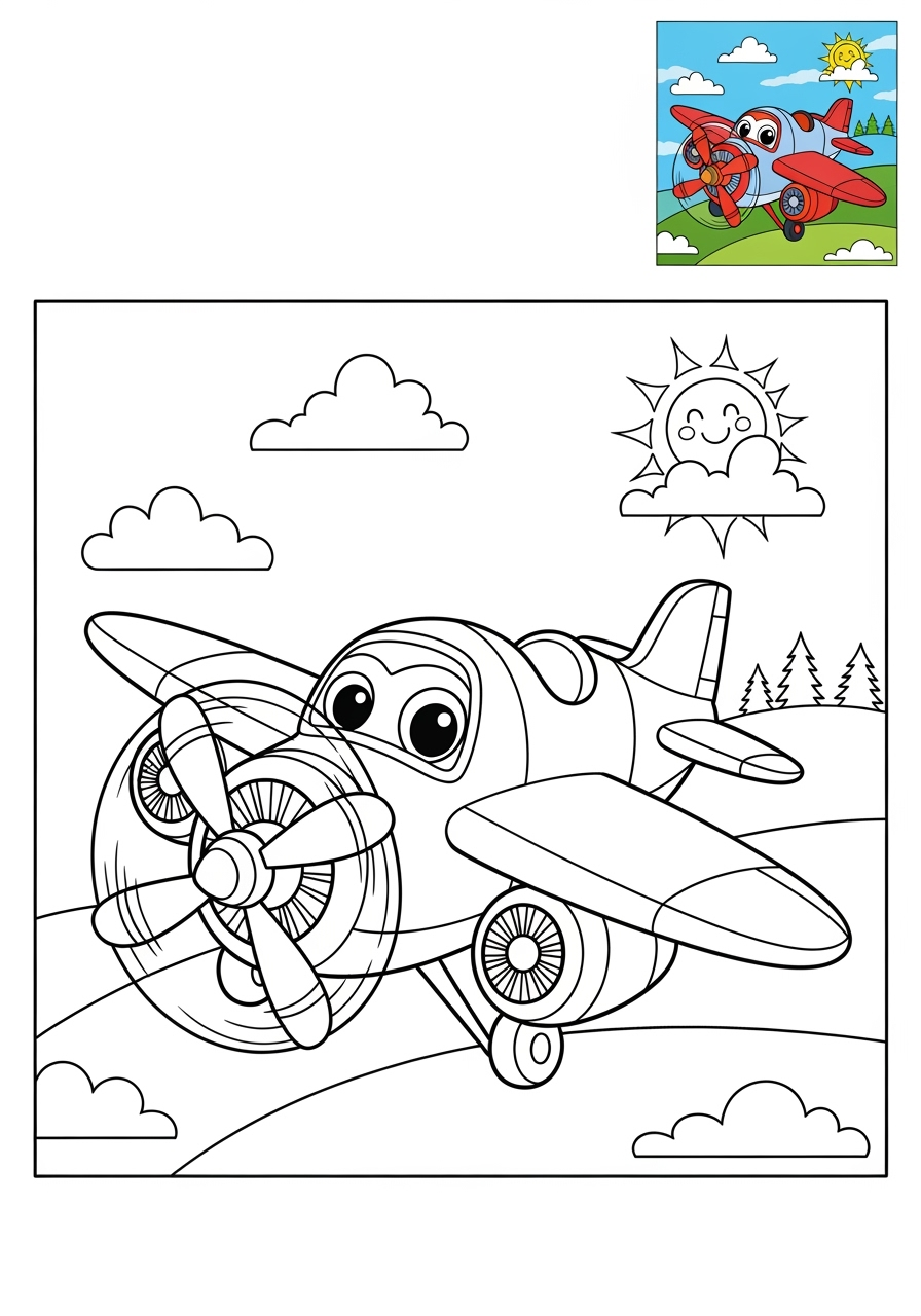 medium vehicles Air Transport airplane kids coloring page 0