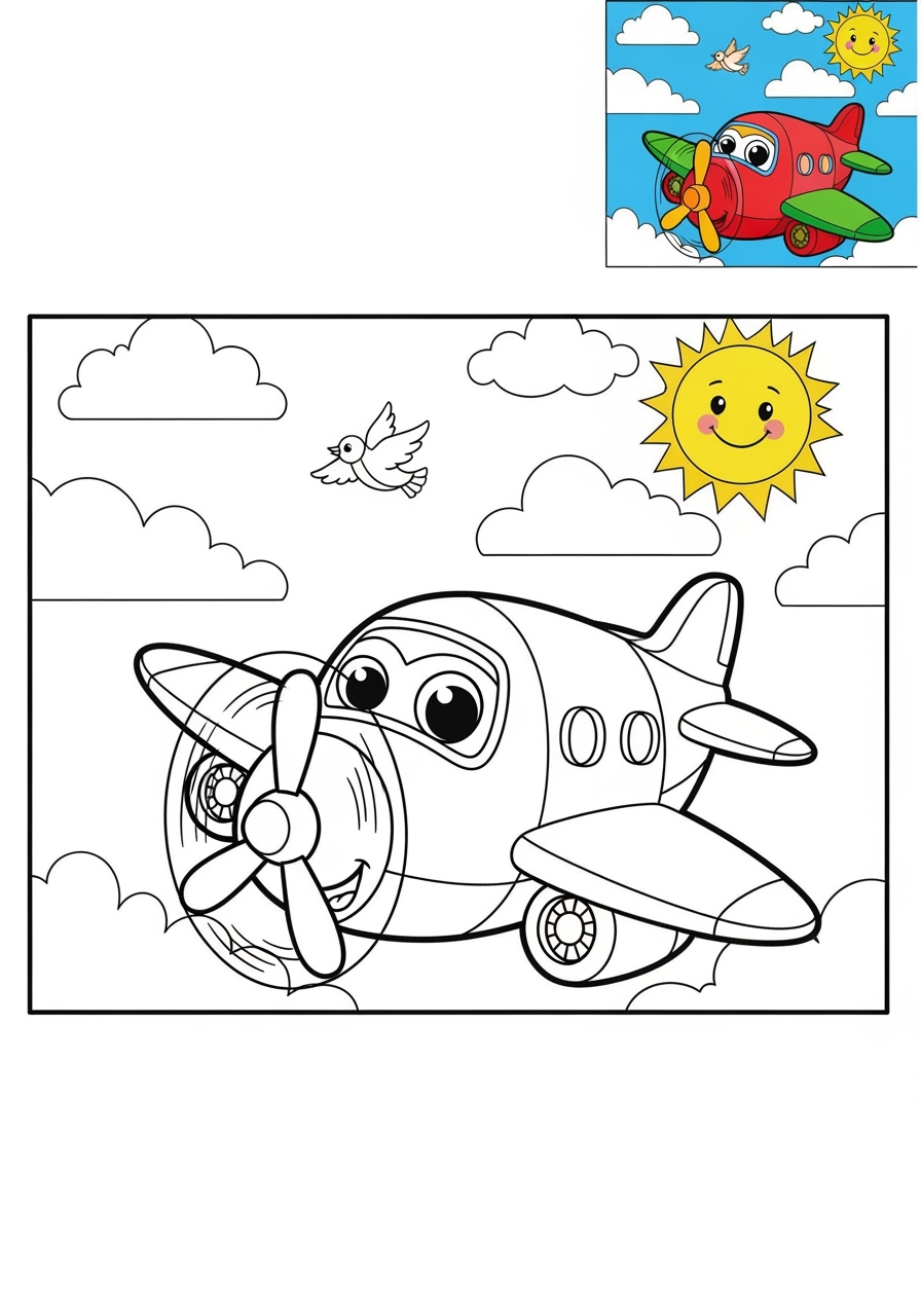medium vehicles Air Transport airplane kids coloring page 1