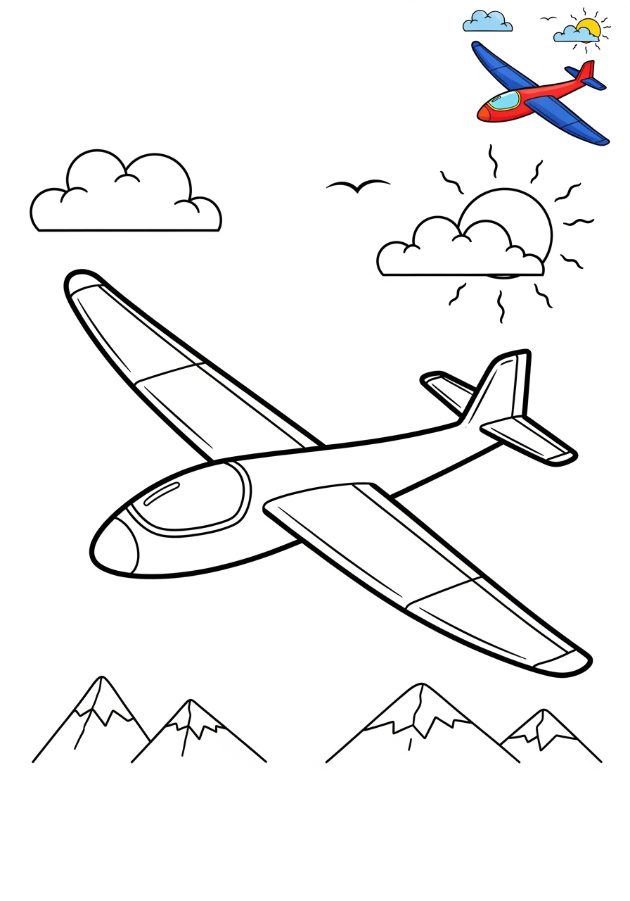 medium vehicles Air Transport glider kids coloring page 0