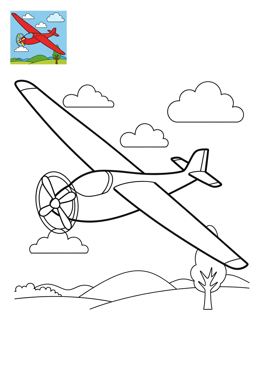 medium vehicles Air Transport glider kids coloring page 1