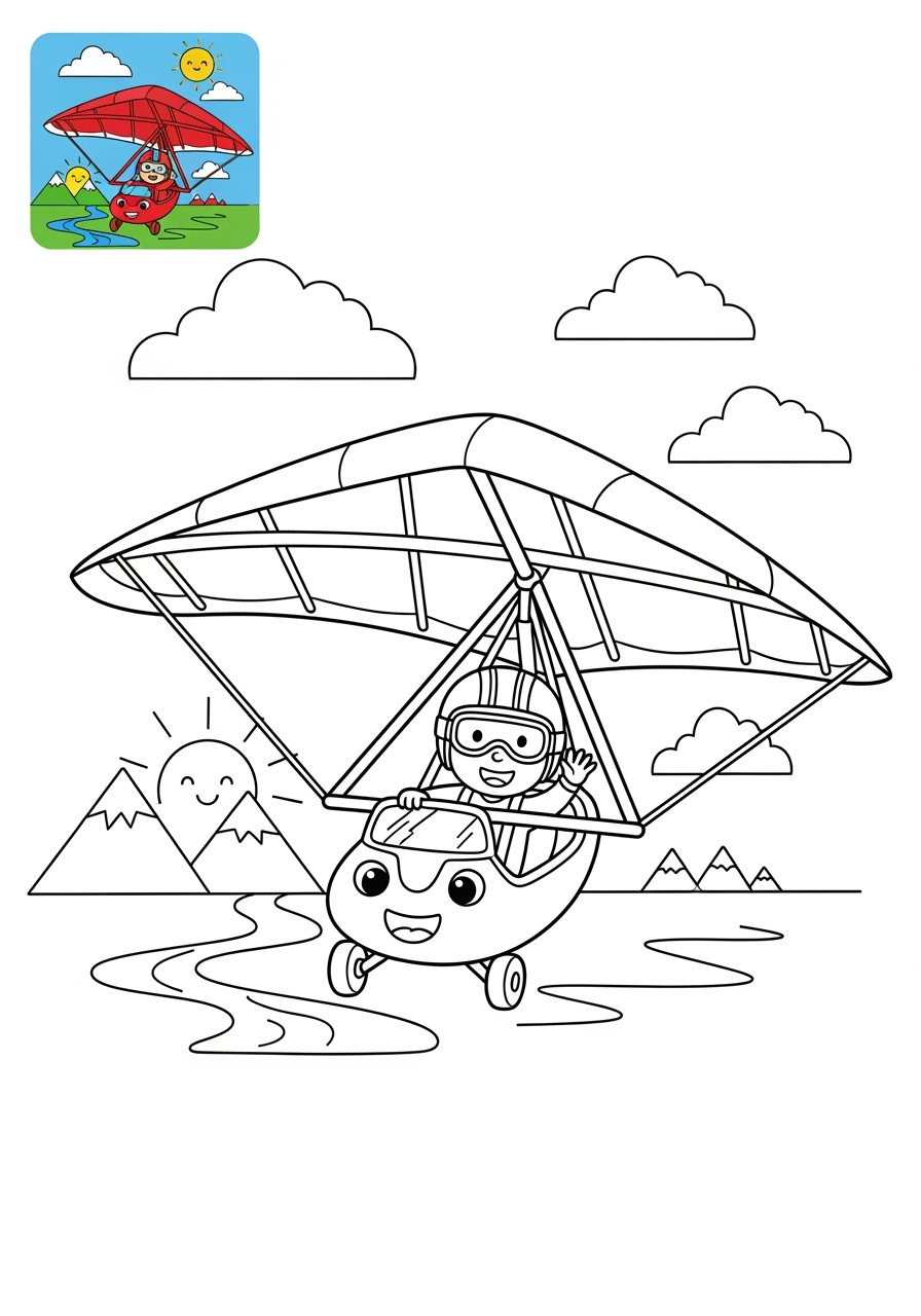 medium vehicles Air Transport hang glider kids coloring page 0