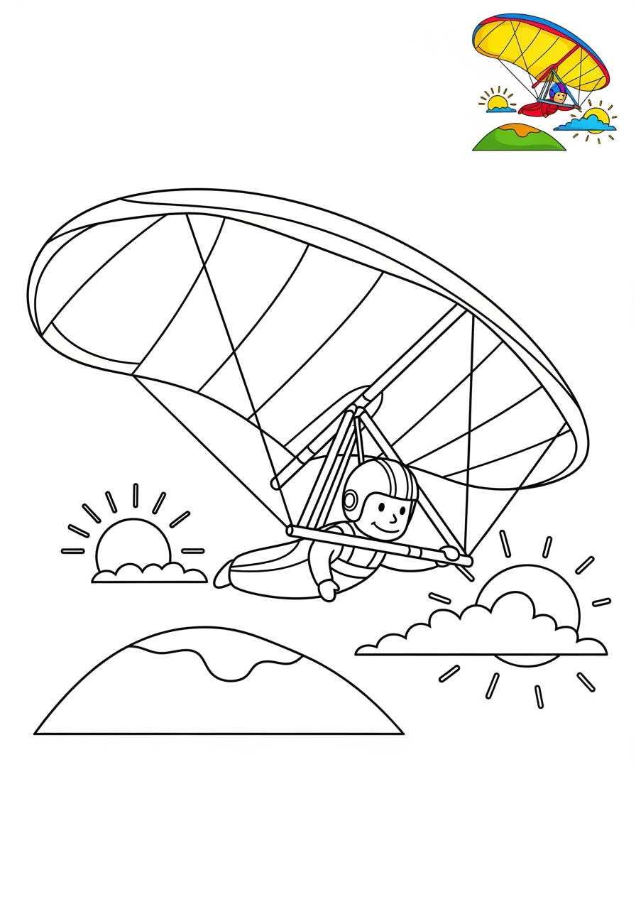 medium vehicles Air Transport hang glider kids coloring page 1