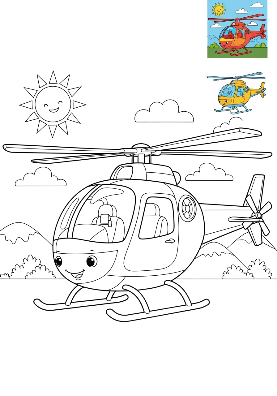medium vehicles Air Transport helicopter kids coloring page 0