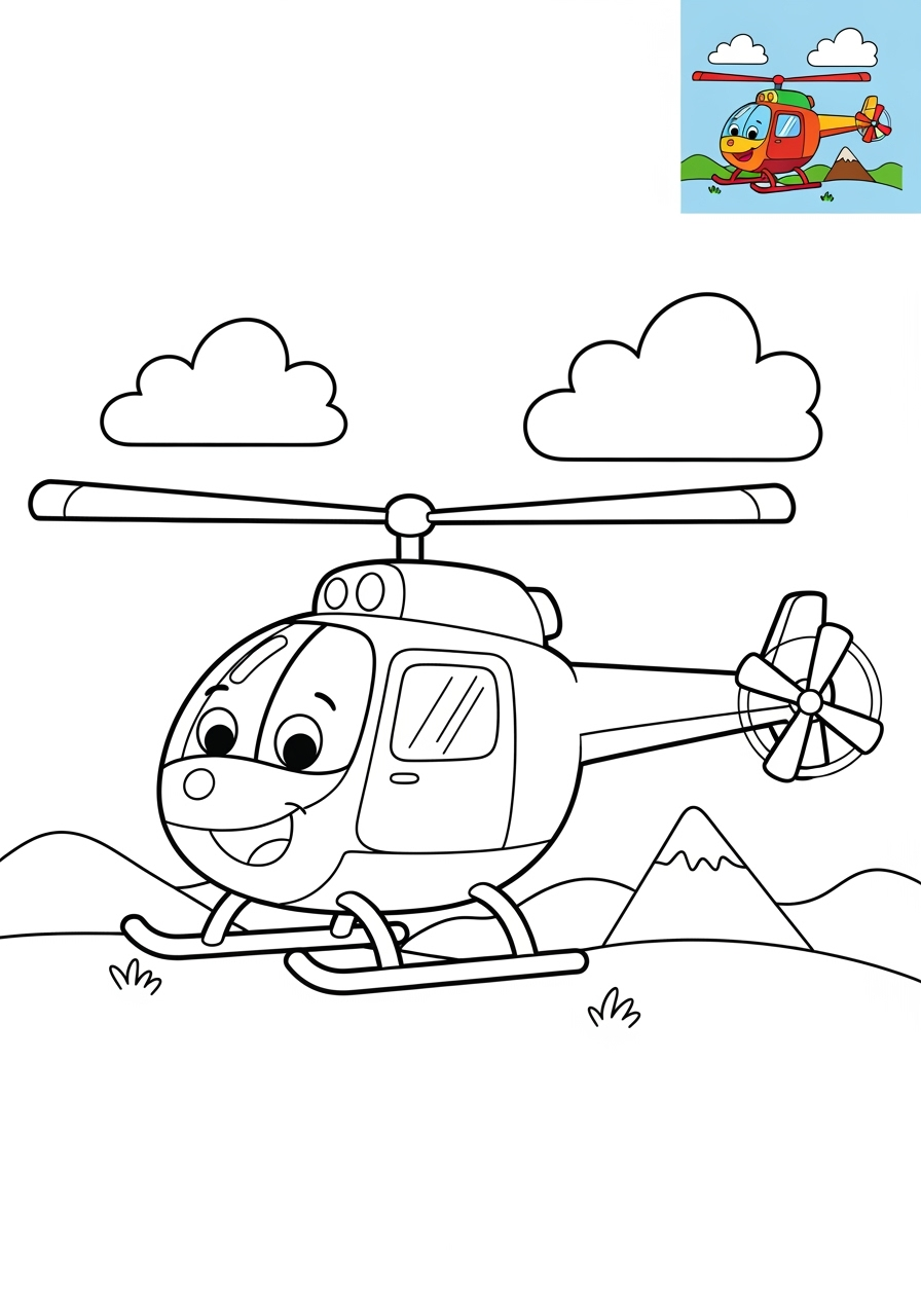 medium vehicles Air Transport helicopter kids coloring page 1