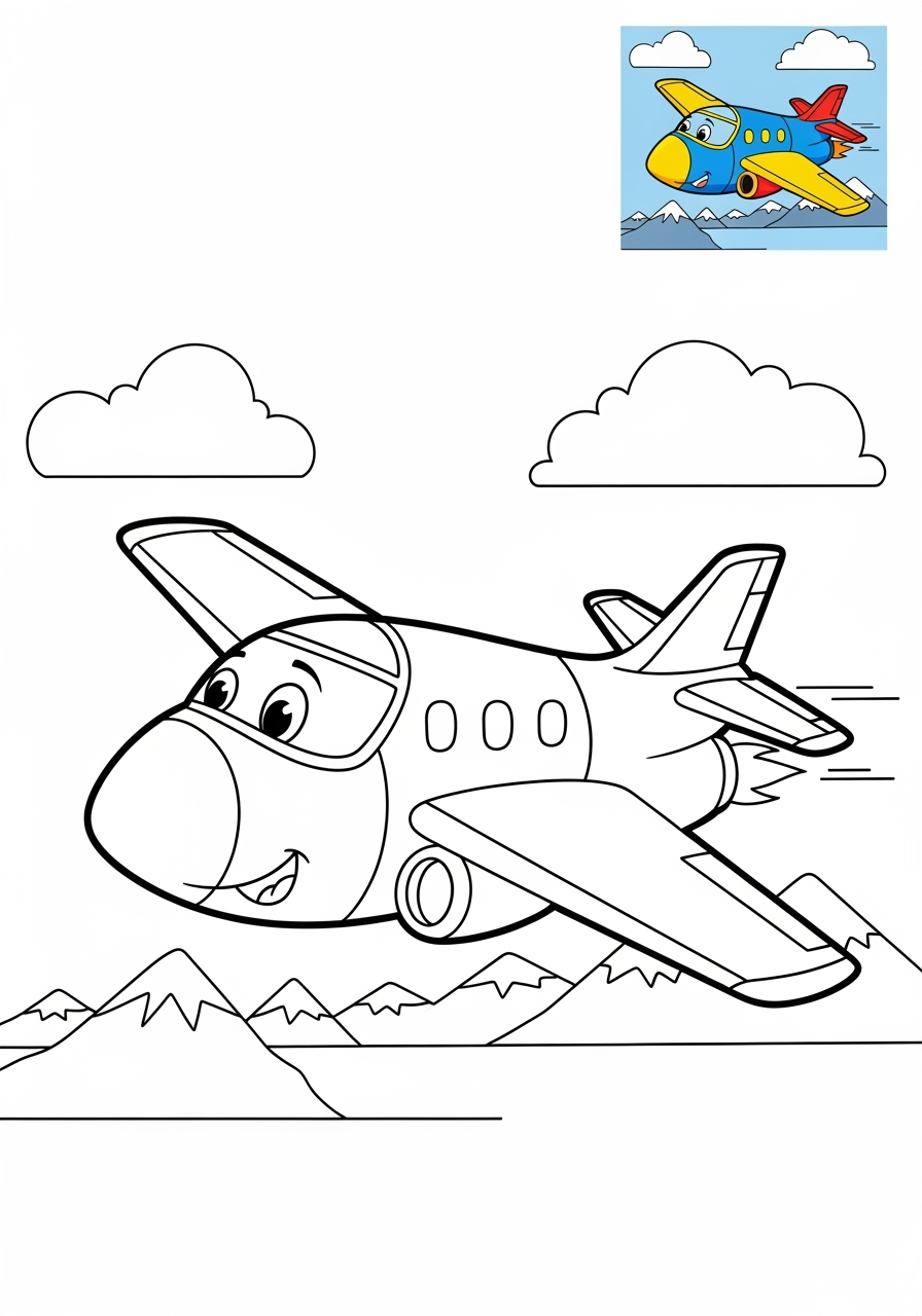 medium vehicles Air Transport jet kids coloring page 1