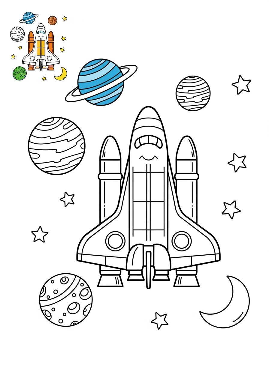 medium vehicles Air Transport space shuttle kids coloring page 1