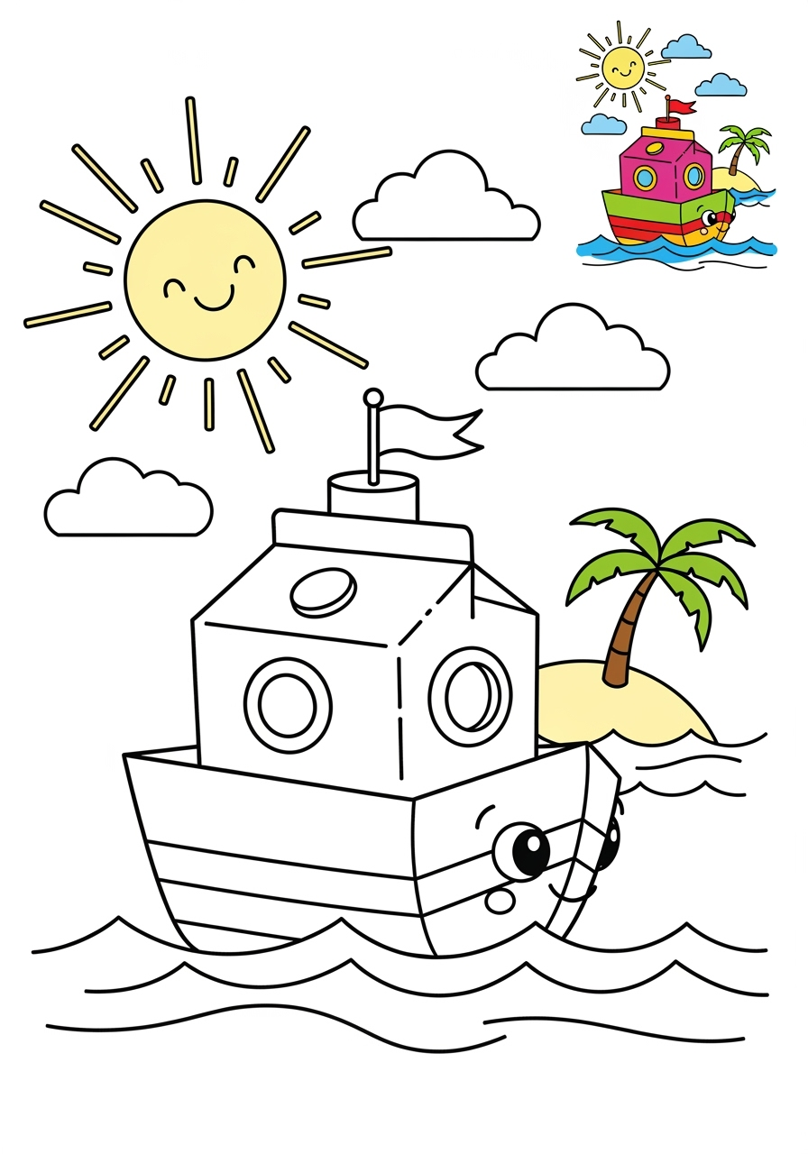 medium vehicles Water Transport boat kids coloring page 0