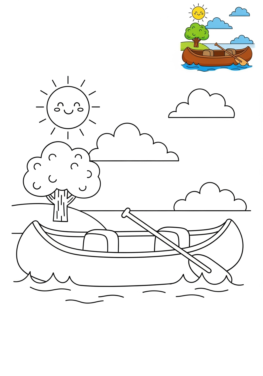 medium vehicles Water Transport canoe kids coloring page 0