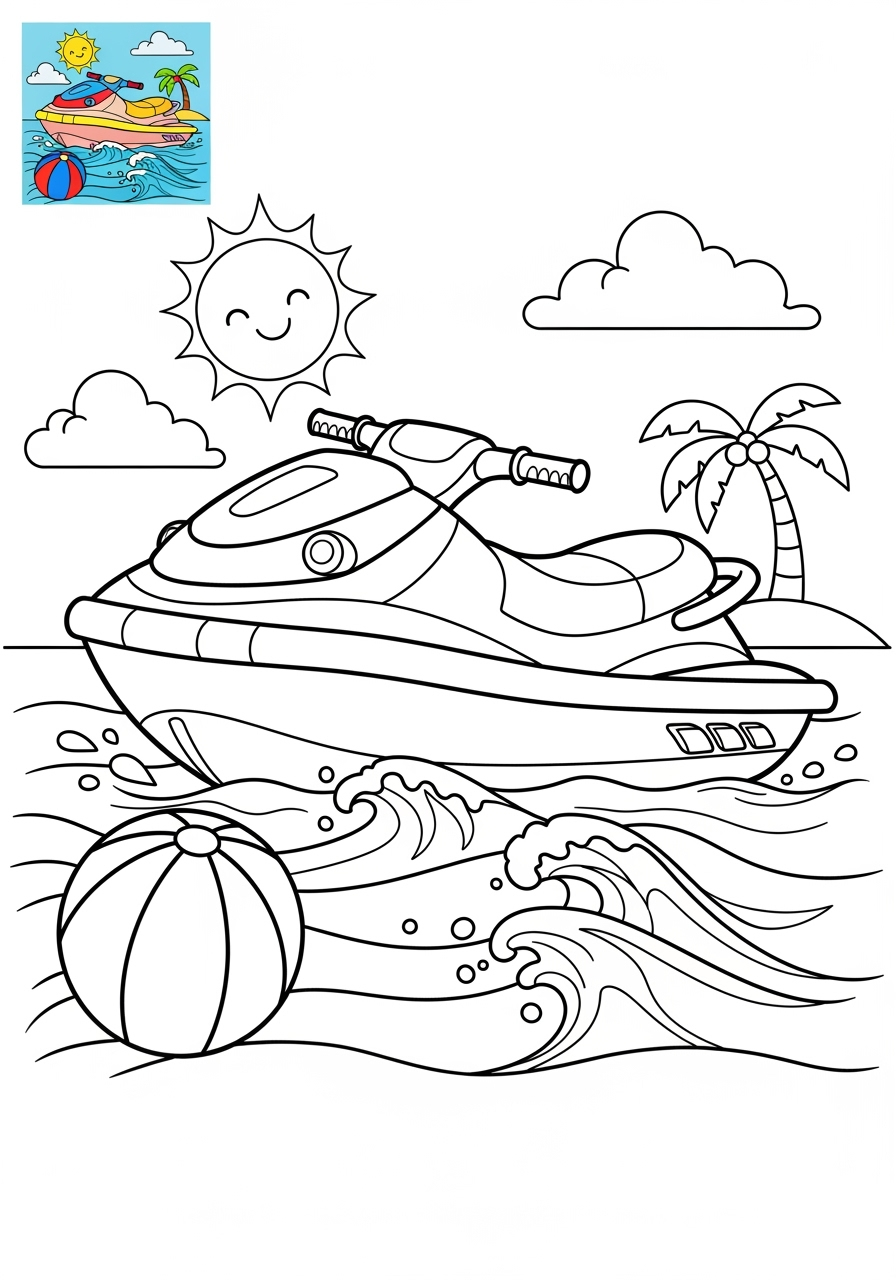 medium vehicles Water Transport jet ski kids coloring page 0