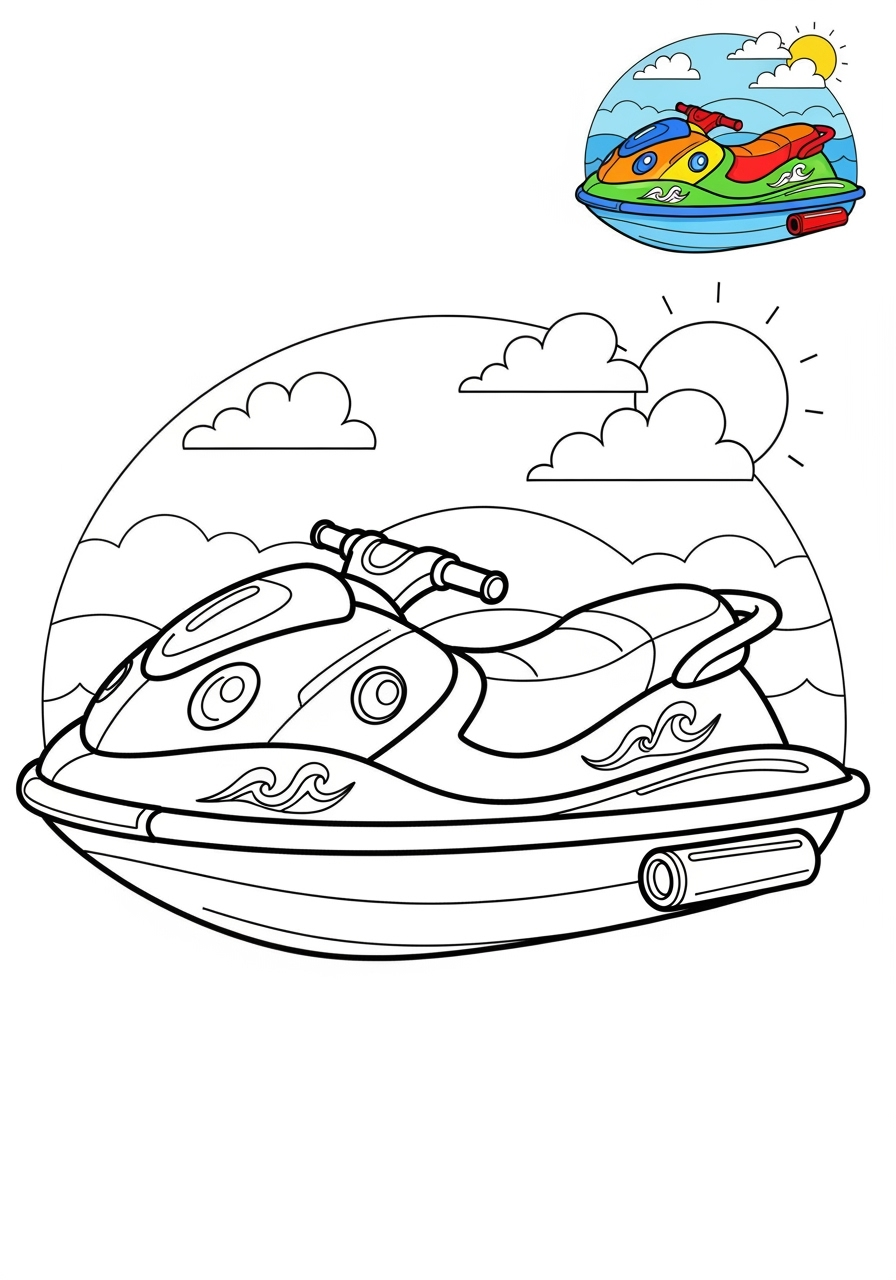 medium vehicles Water Transport jet ski kids coloring page 1