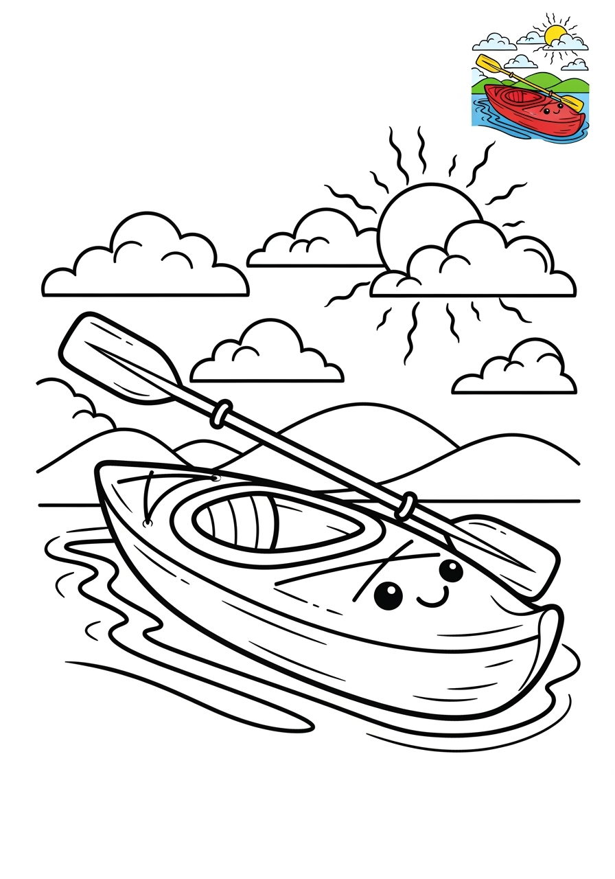 medium vehicles Water Transport kayak kids coloring page 0