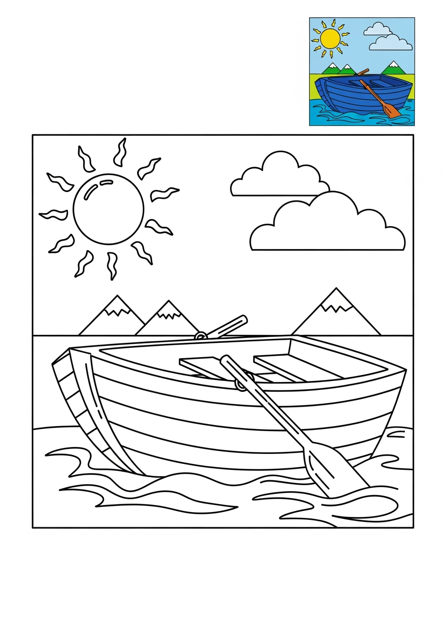 medium vehicles Water Transport rowboat kids coloring page 0