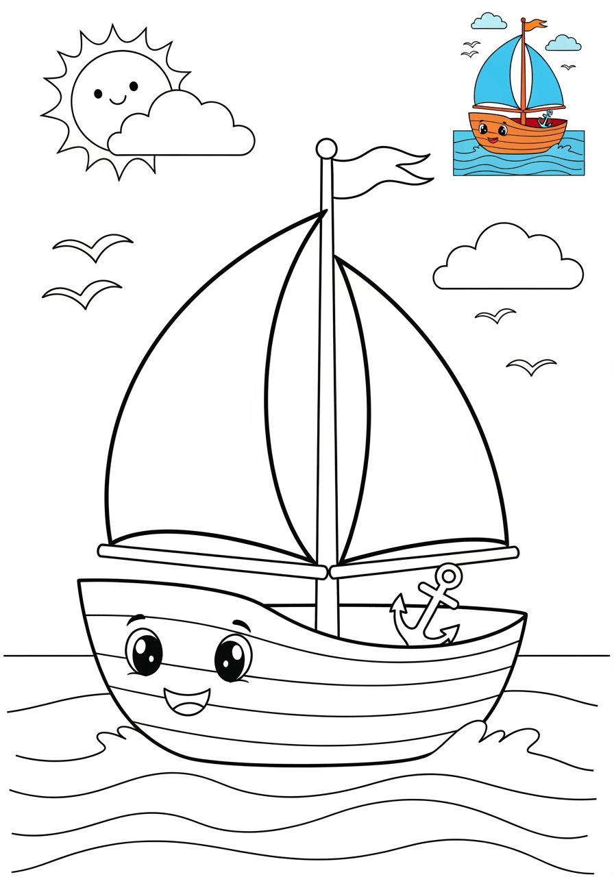 medium vehicles Water Transport sailboat kids coloring page 0