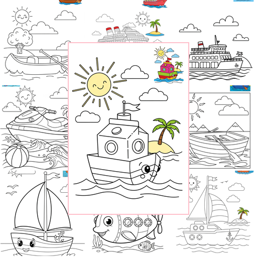 Medium Vehicles Water Transport Coloring Sheets Collections Thumbnail