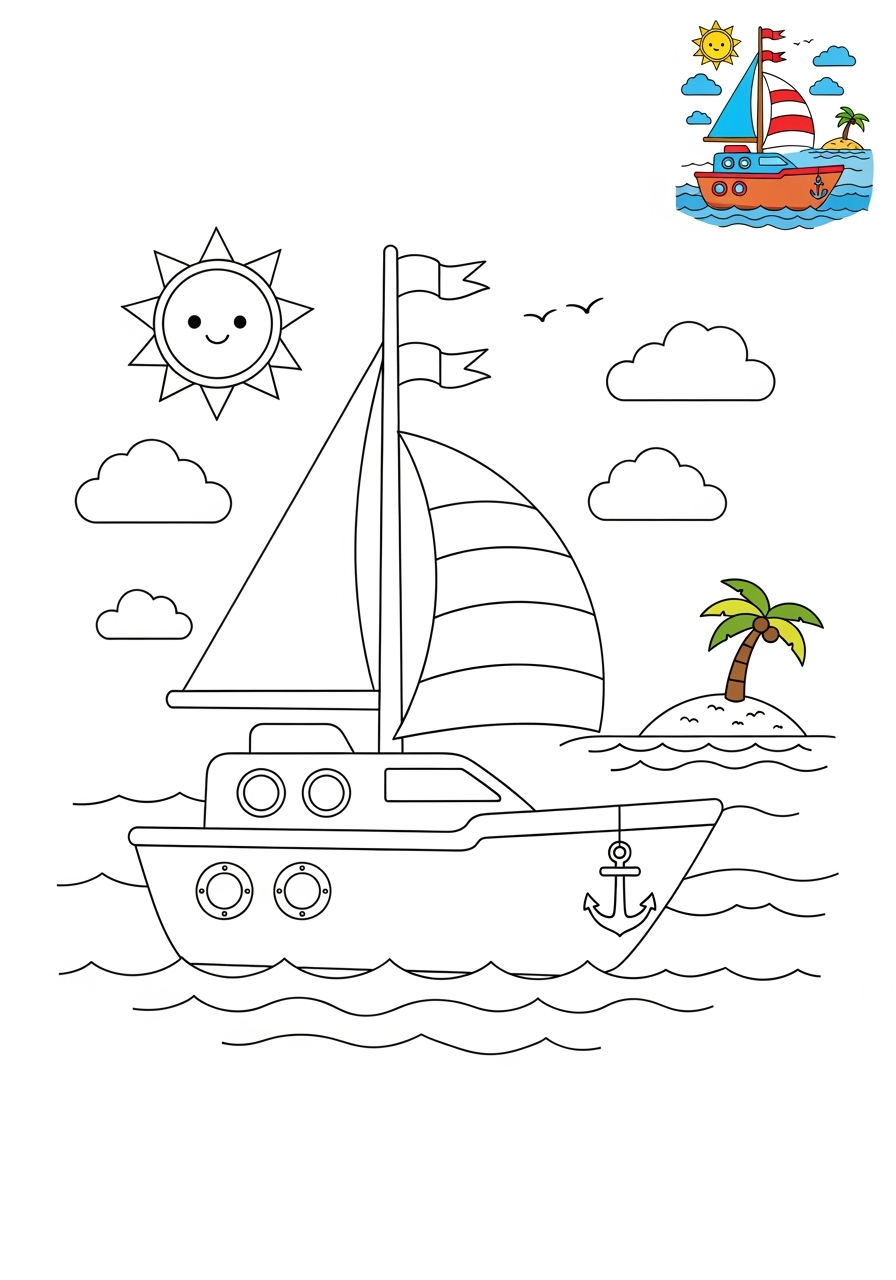 medium vehicles Water Transport yacht kids coloring page 0