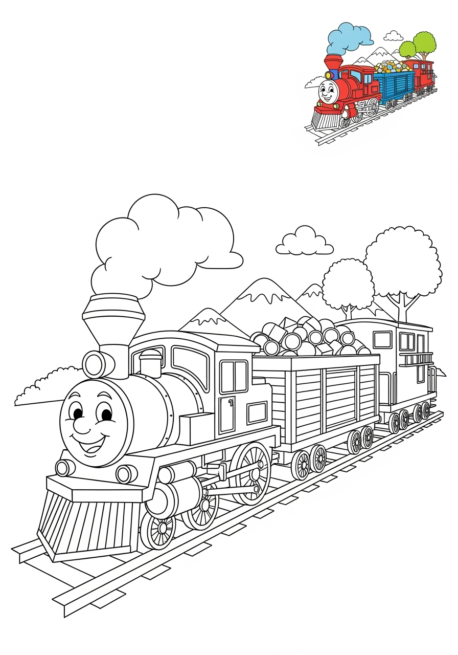 medium vehicles Rail Transport freight train kids coloring page 1