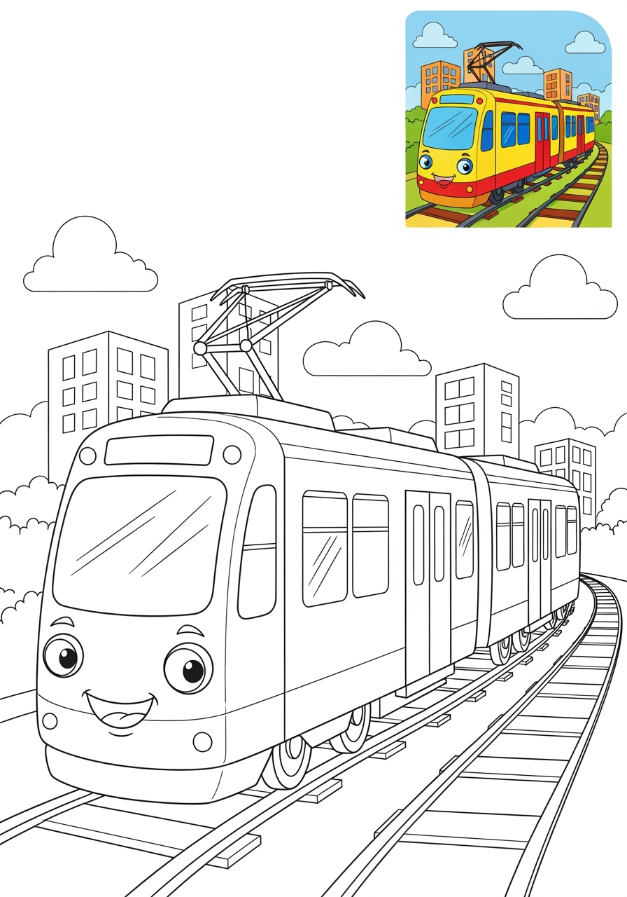 medium vehicles Rail Transport light rail kids coloring page 0