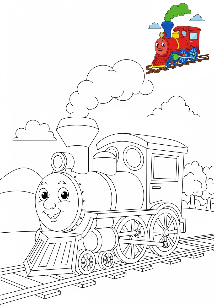 medium vehicles Rail Transport locomotive kids coloring page 1