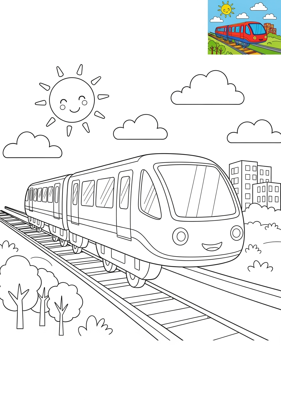 medium vehicles Rail Transport monorail kids coloring page 0