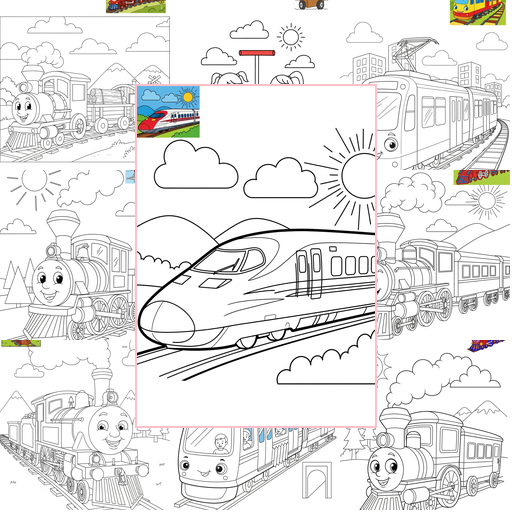 Medium Vehicles Rail Transport Coloring Sheets Collections Thumbnail