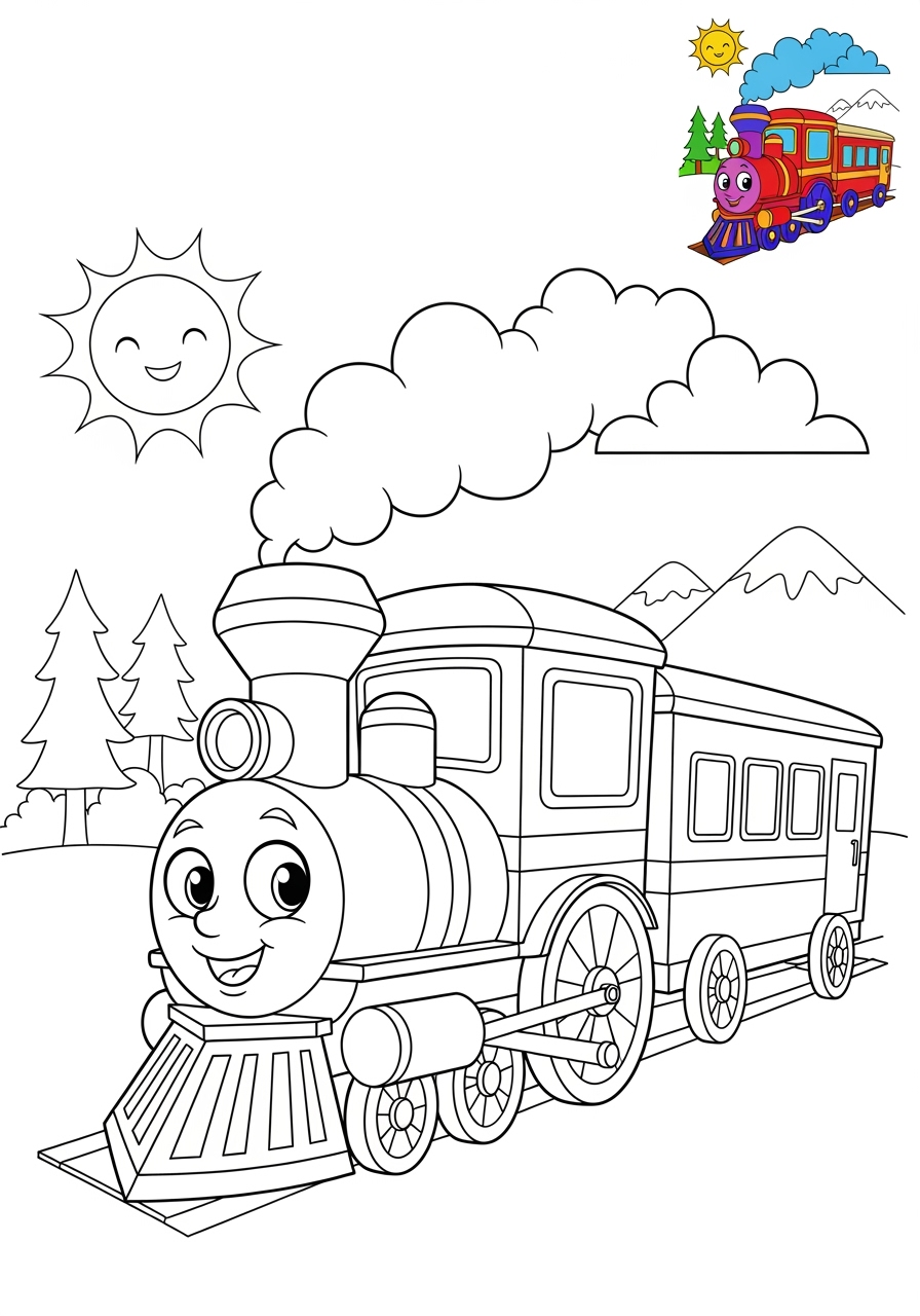 medium vehicles Rail Transport train kids coloring page 0
