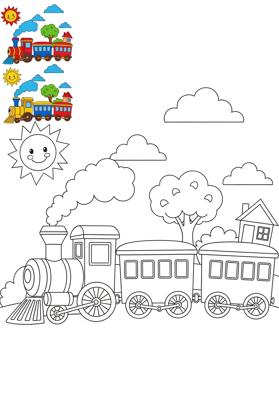 medium vehicles Rail Transport train kids coloring page 1