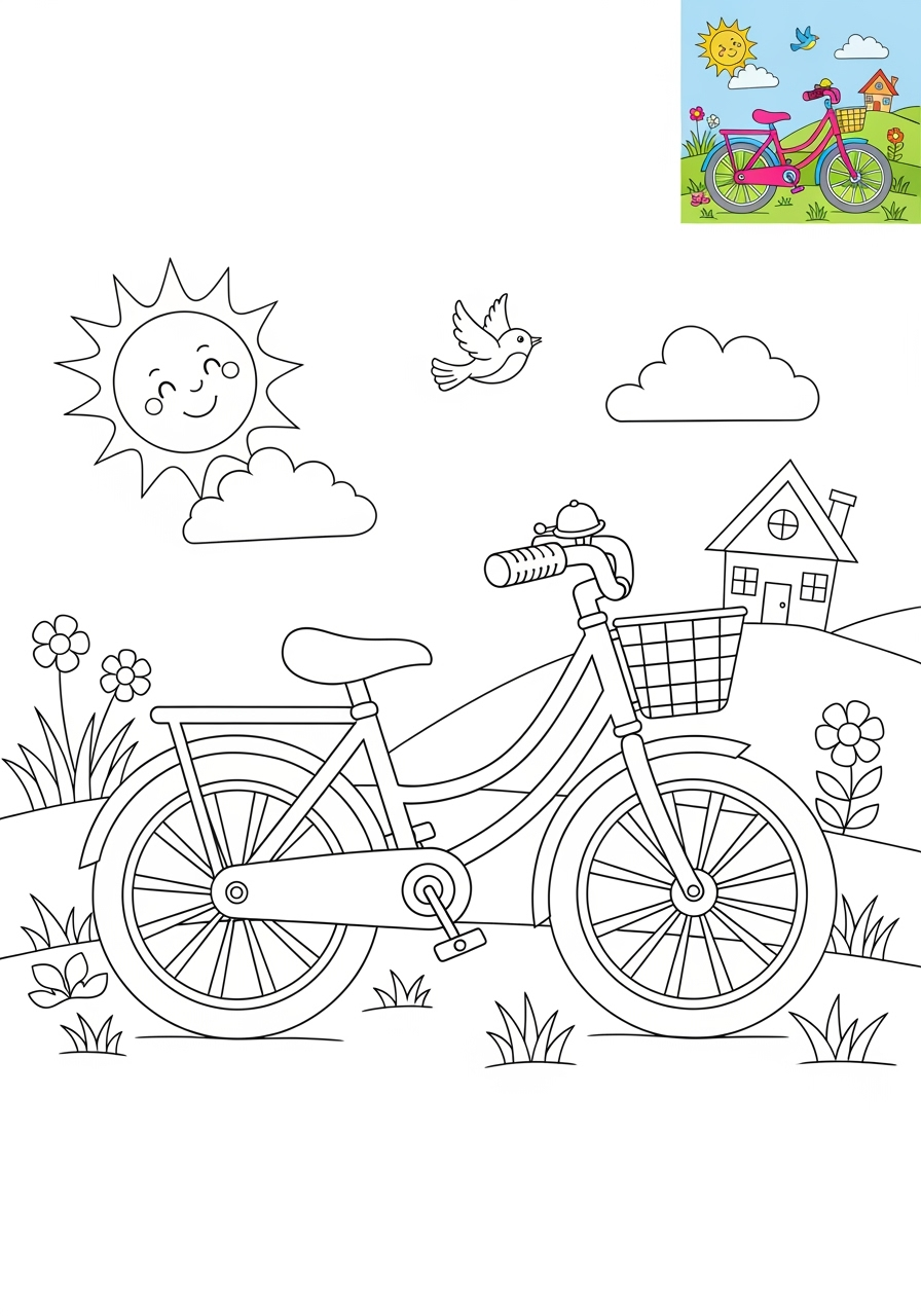 medium vehicles Two-Wheelers bicycle kids coloring page 0
