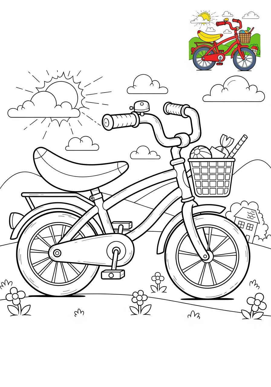 medium vehicles Two-Wheelers bicycle kids coloring page 1