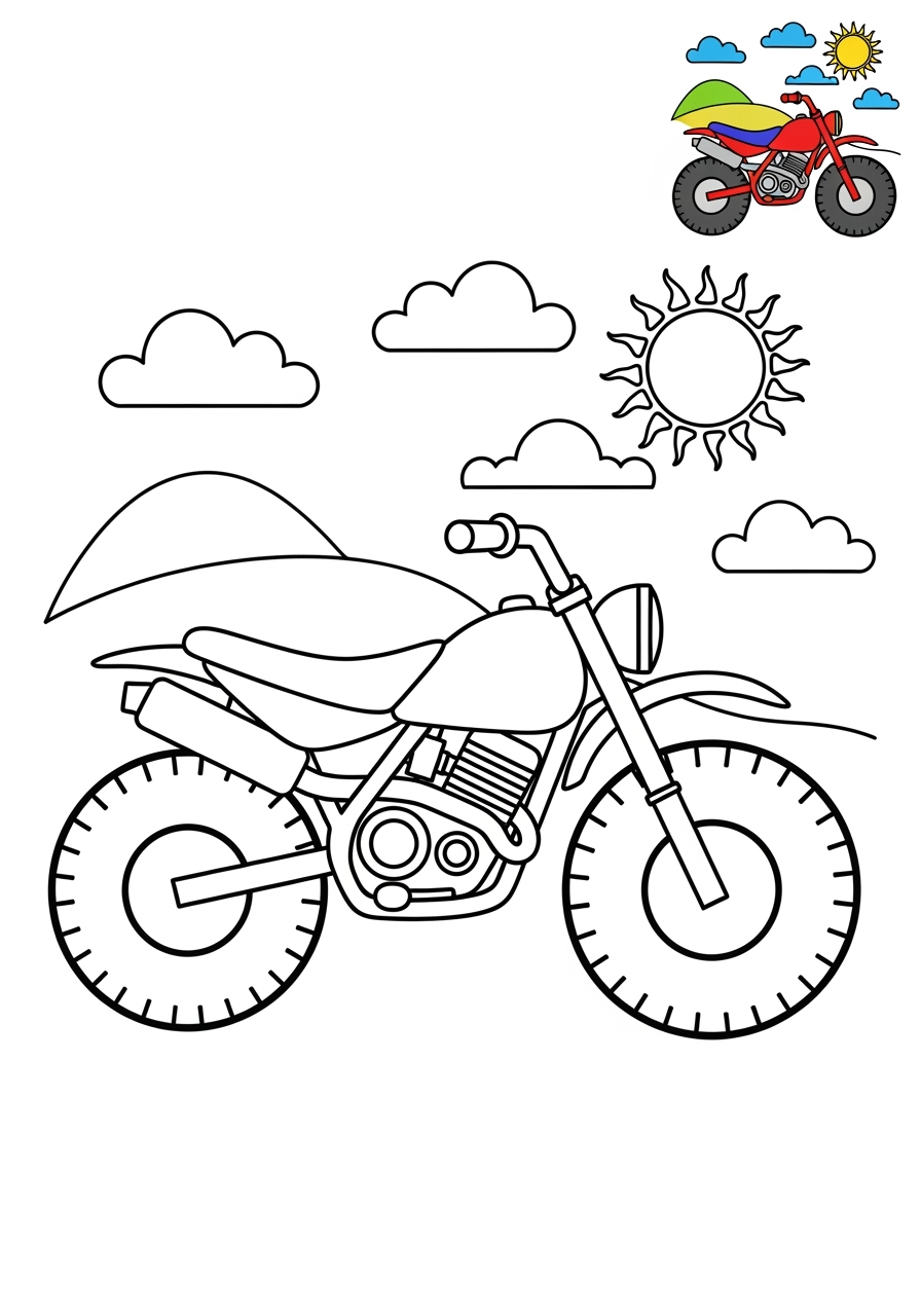 medium vehicles Two-Wheelers dirt bike kids coloring page 0