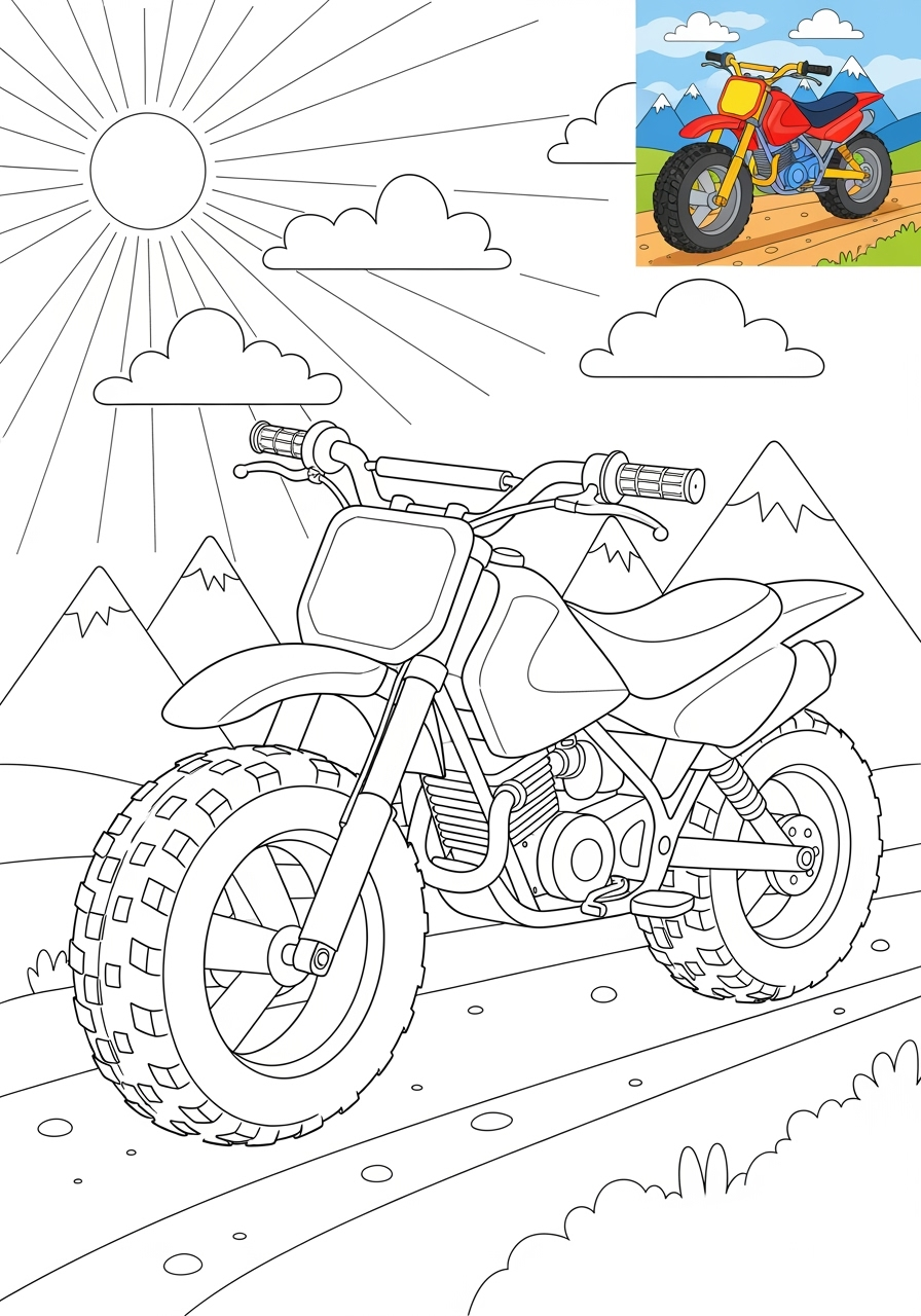 medium vehicles Two-Wheelers dirt bike kids coloring page 1