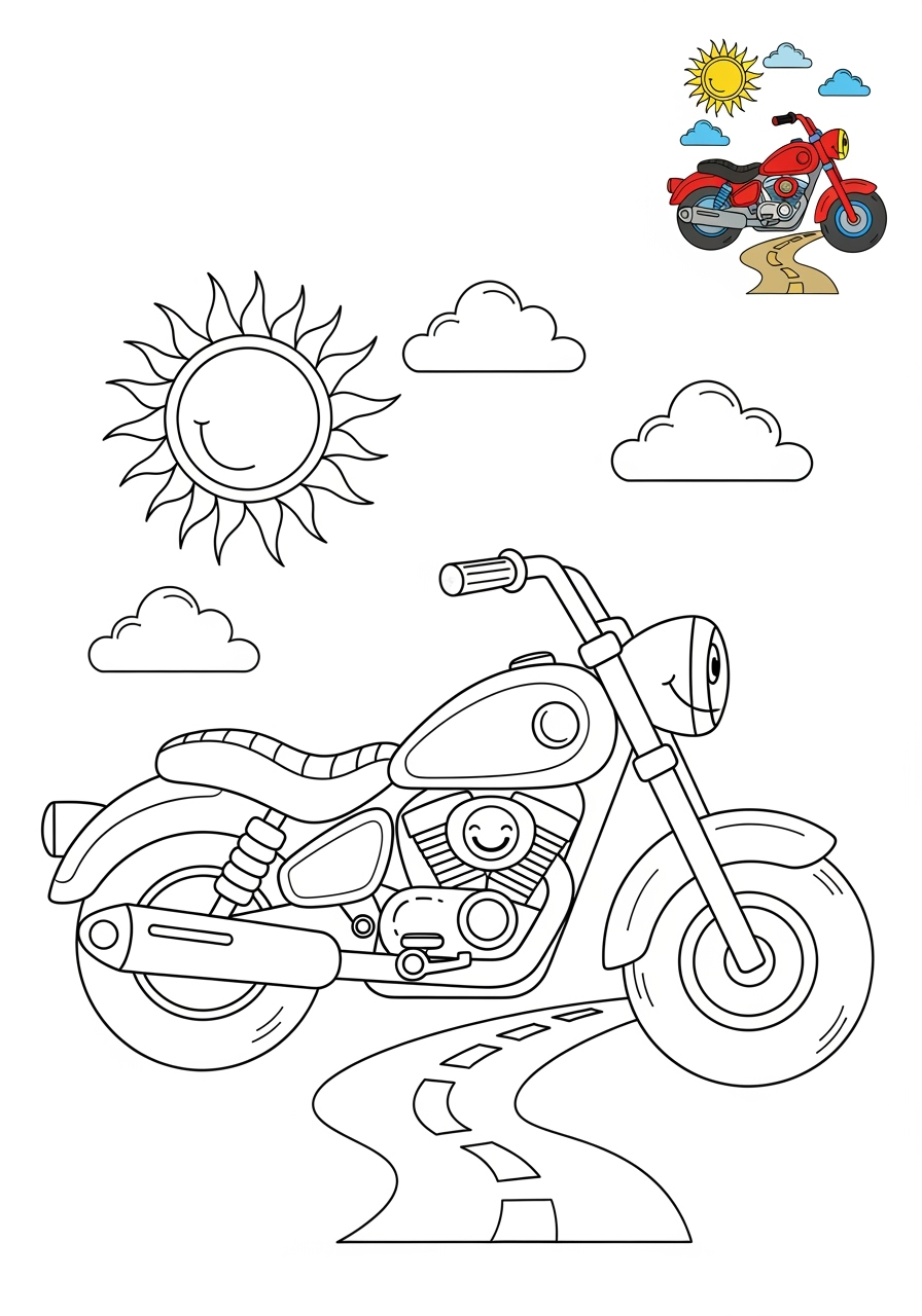 medium vehicles Two-Wheelers motorcycle kids coloring page 0